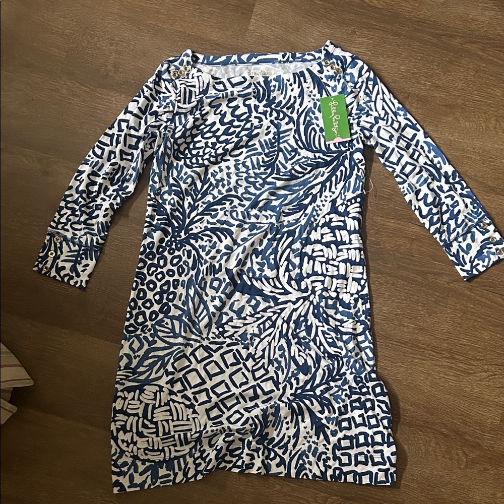 Lilly Pulitzer Navy and White Long Sleeve Dress